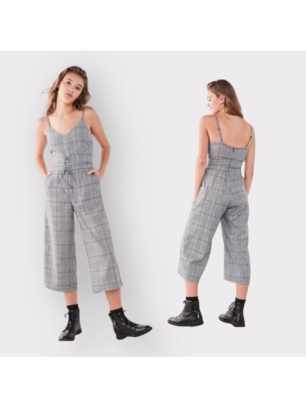 Silence + Noise Sleeveless Romper Womens sz 8 Wide Leg Cropped Pants Corporate